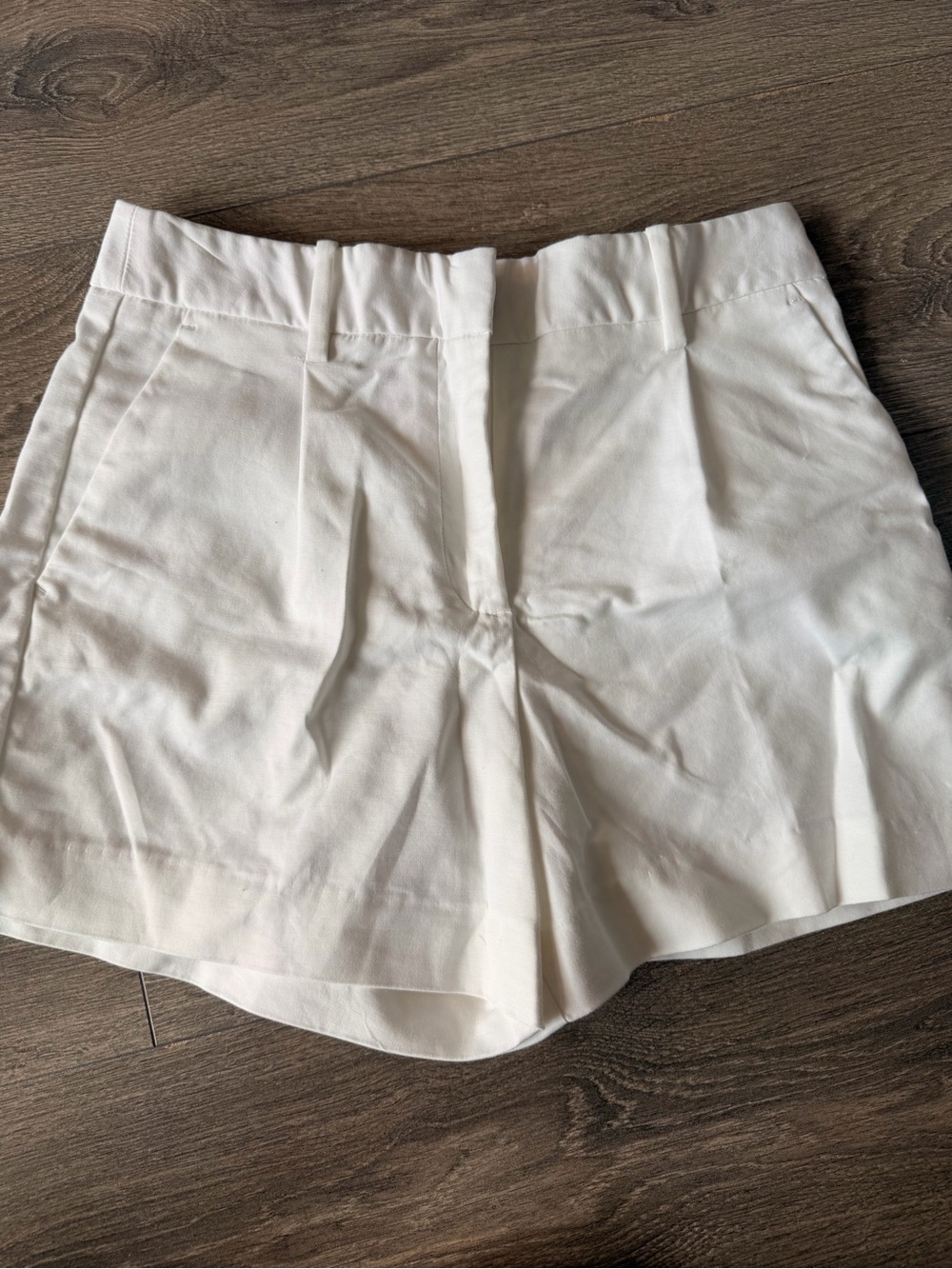 Zara White High-Rise Tailored Shorts